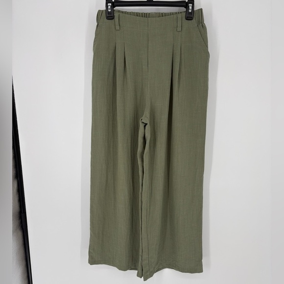 HALARA High Waisted Pocket Wide Leg Casual Linen-Feel Pants - Picture 1 of 5